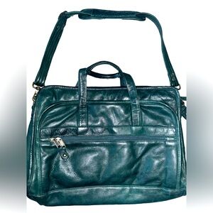 Dark Green Leather Briefcase